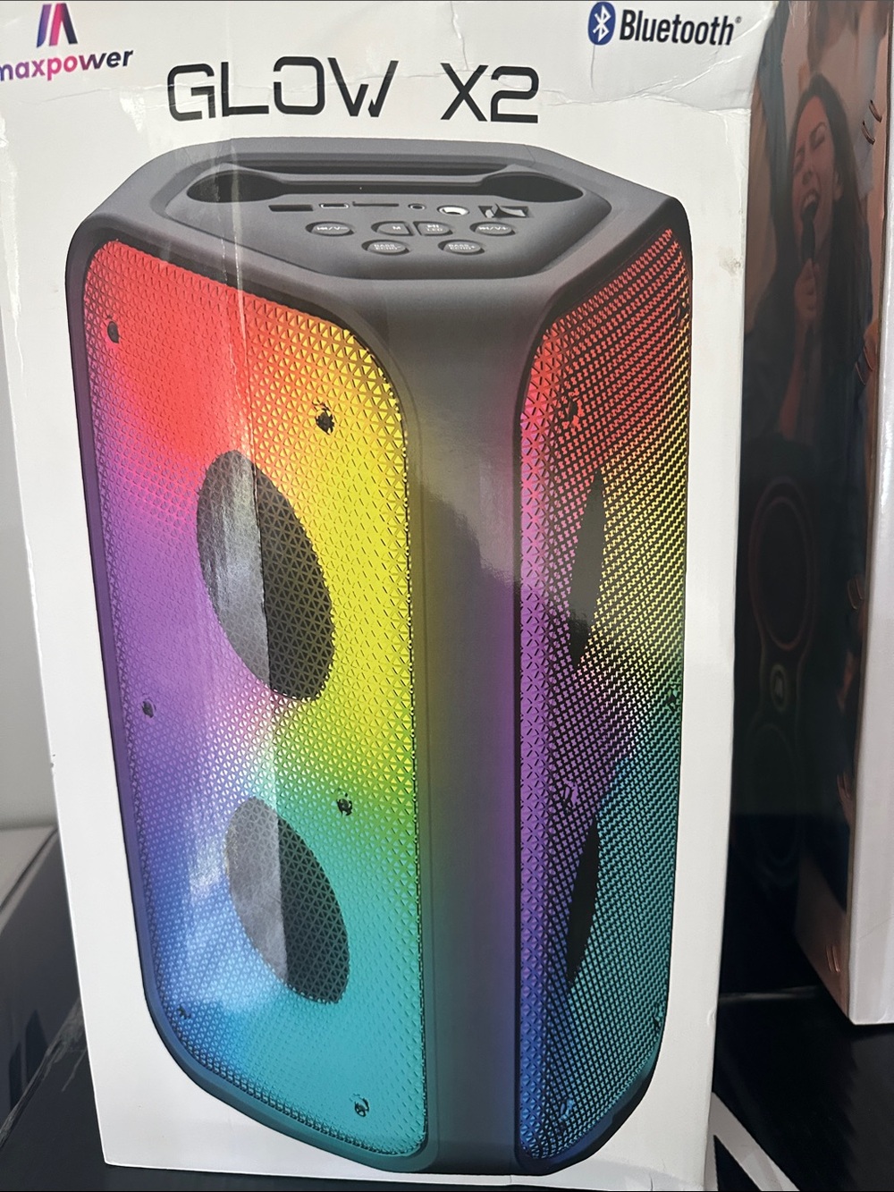 Glow X2 Portable Bluetooth Speaker — Black with Rainbow LED Grille